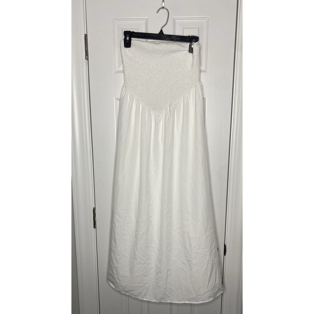 Uryiao Women's Strapless Midi Dress White Size Small New